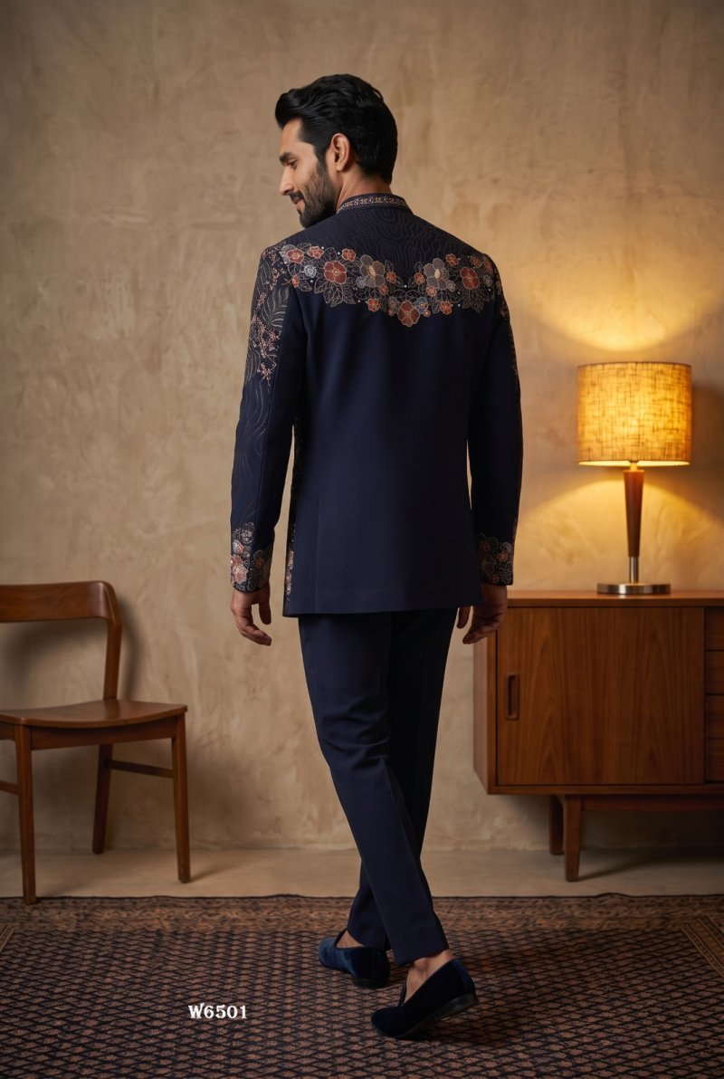 Blue Outluk Wedding Vol 65 Lachaka Embroidery Mens Indo Western W6501